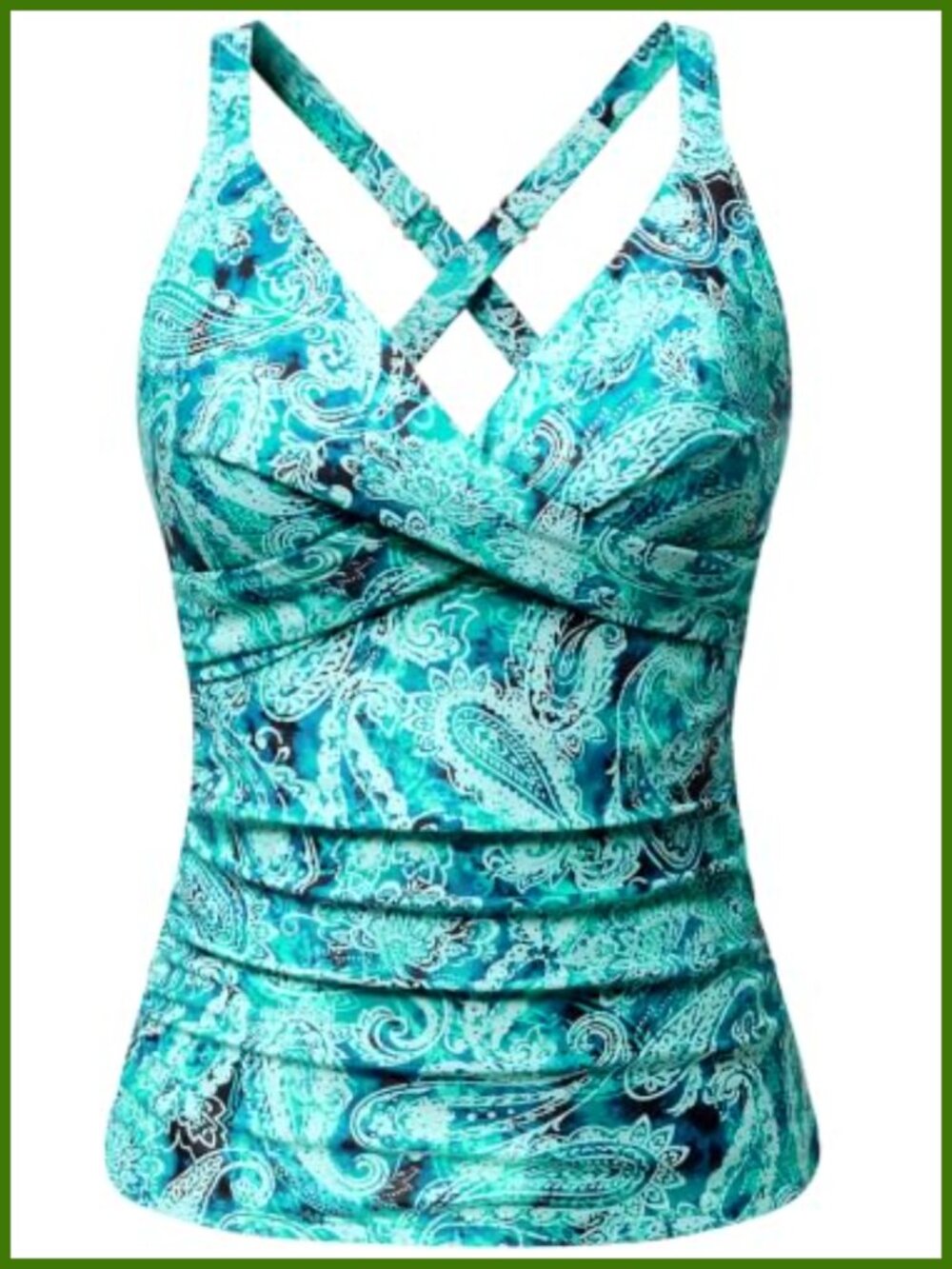 Underwire Tankini Top Tummy Control V-Neck Swim Top Ruched Bathing Suit Top